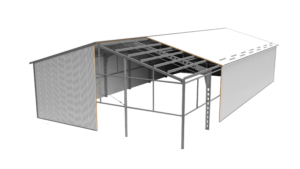 Open-web beam frame buildings