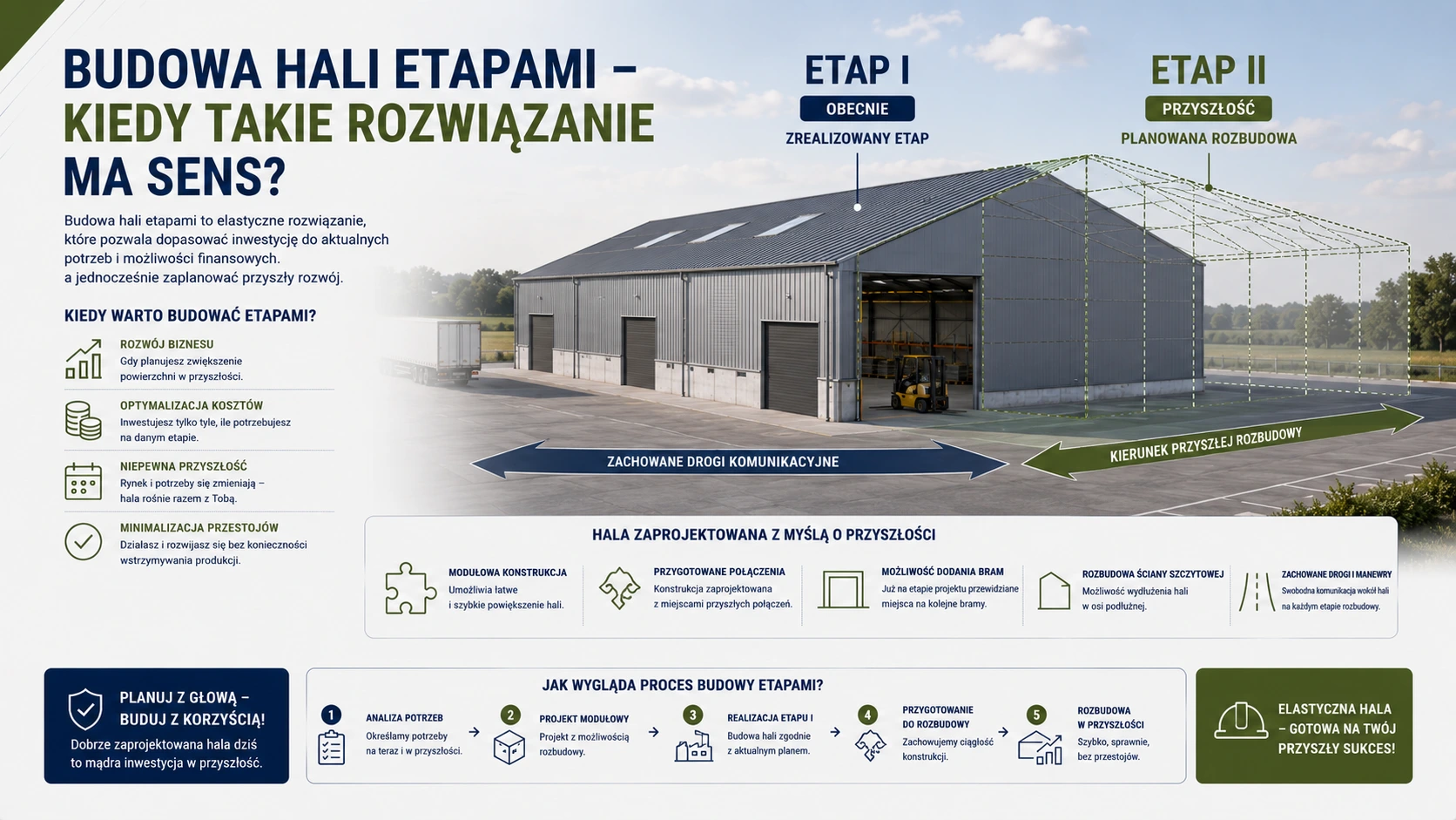 Budowa hali etapami – kiedy takie rozwiązanie ma sens?